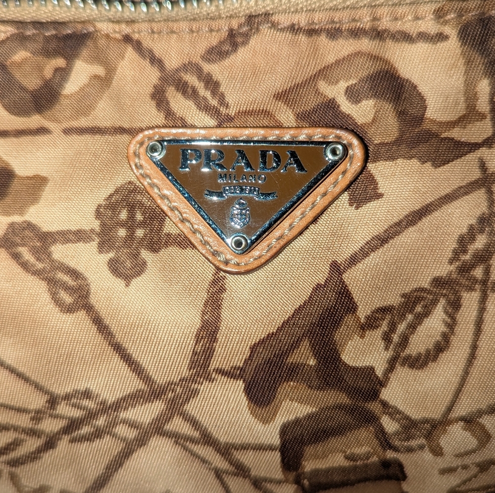 PRADA vintage rare map shoulder purse Y2K brown and tan - Picture 3 of 15